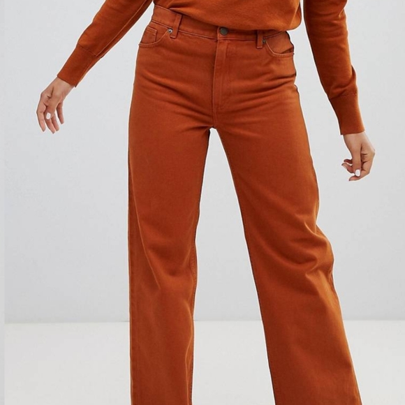 Monki | Pants \u0026 Jumpsuits | Monki Yoko Wide Leg Jeans In Rust | Poshmark
